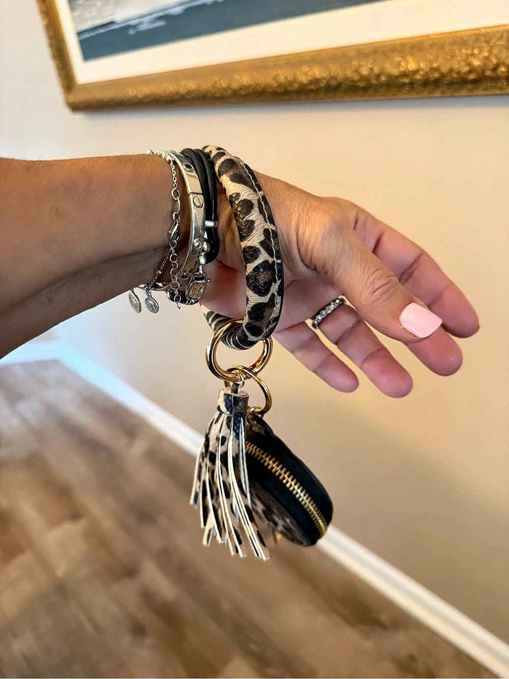 Leopard Print Wristlet Key Pouch - Picture 4 of 4